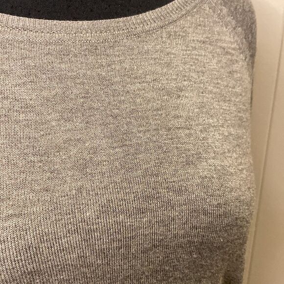 Zara Knit Medium Sweater Grey Long Sleeve High Low Hem Slits - Picture 2 of 6